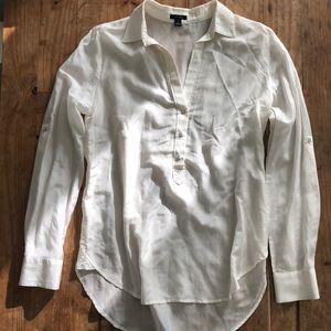 NWOT Ann Taylor S Cream Silk Cotton Sheer Tunic